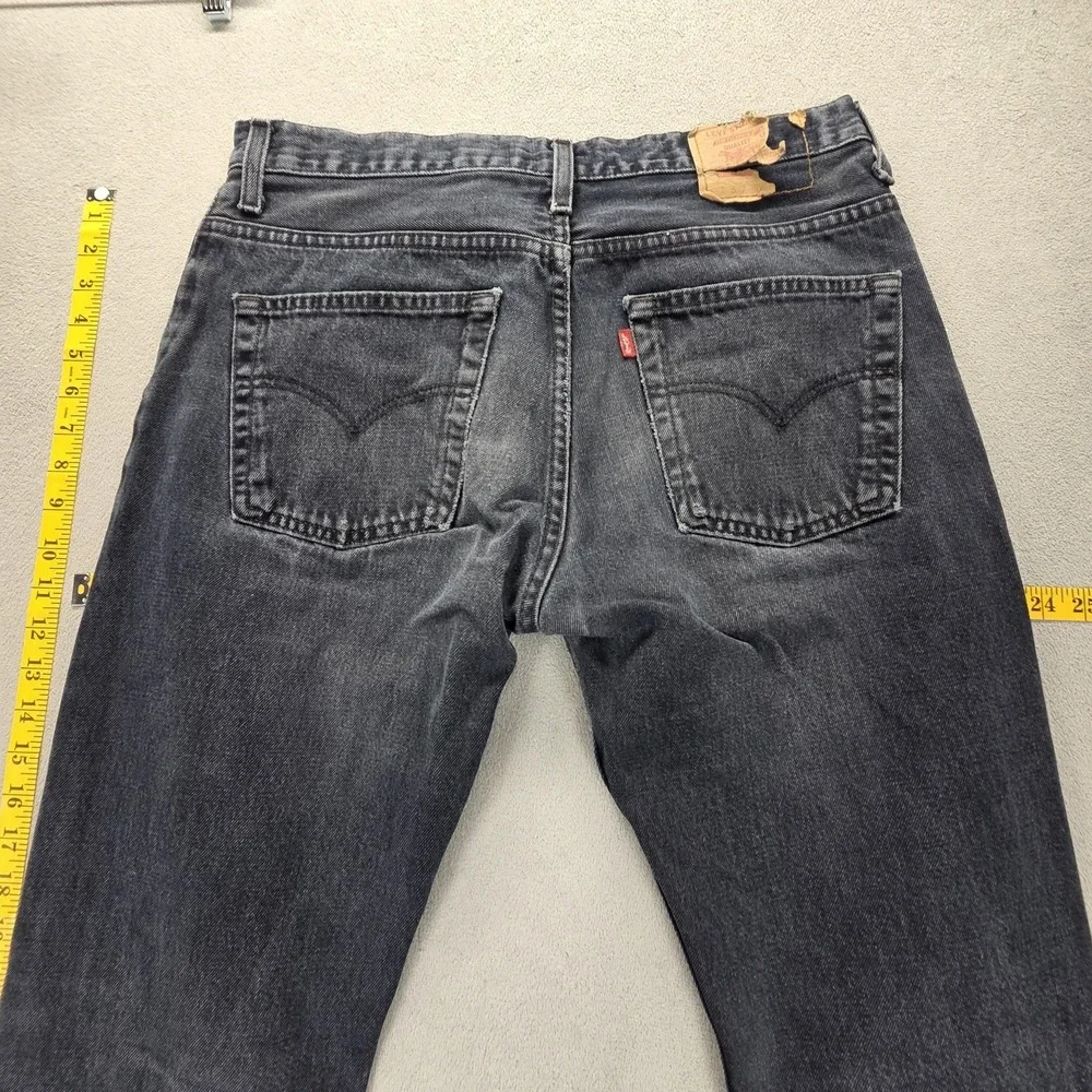 Levis 507 Jeans‎ Mens Black Dark Wash Straight Zip Fly Fits 32x32